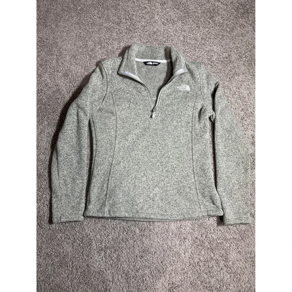 The North Face Women Sunset Heather Fleece Quarter Zip Pullover Grey size small